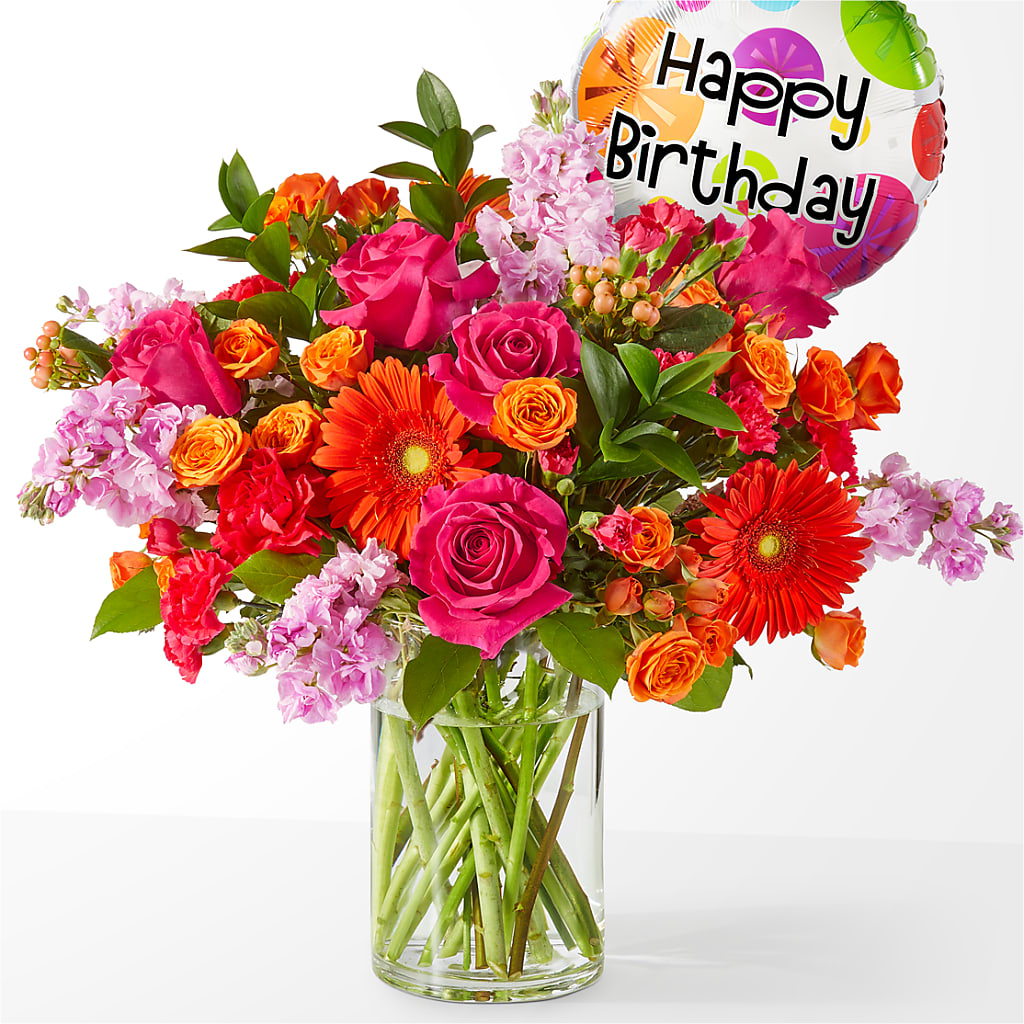 Fiesta Bouquet with Birthday Balloon – Gift Z, Lake Worth FL